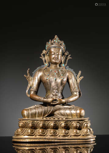 A Silver Gilding Statue Of Amitabha