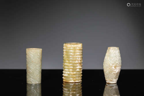 A Group Of Three Jade Fittings