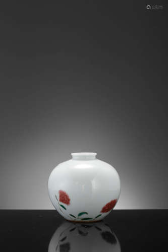 A Polychromed Copper-Red Glaze Flower Apple-Form Zun, Kangxi...