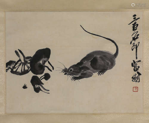 A Chinese Mouse Painting, Qi Baishi Mark