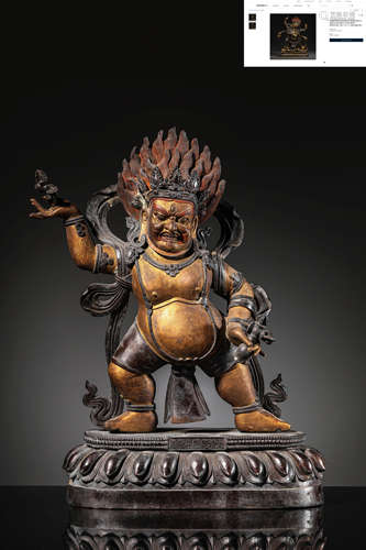 A Painted-Lacquer Statue Of Mahakala, Qianlong Six-Character...