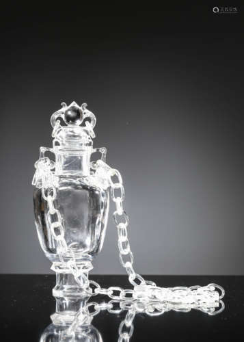 A Chinese Crystal Double-Ears Chained Vase