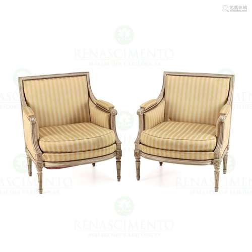 A PAIR OF LOUIS XVI STYLE BERGÈRES