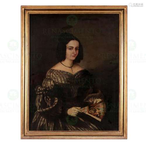 SPANISH SCHOOL (19TH CENTURY), PORTRAIT OF A LADY WITH FAN