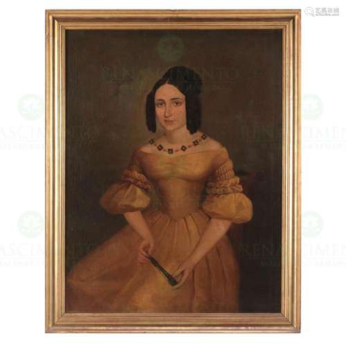 SPANISH SCHOOL (19TH CENTURY), PORTRAIT OF A YOUNG LADY WITH...