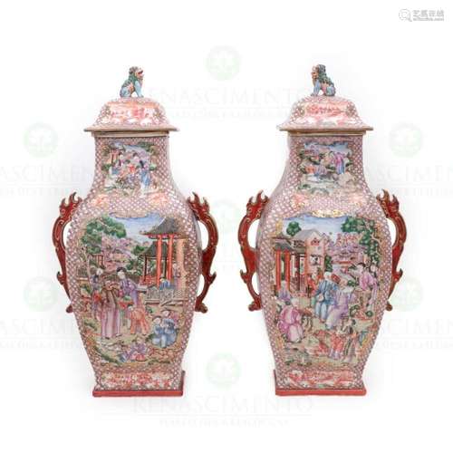 A PAIR OF LARGE COVERED VASES