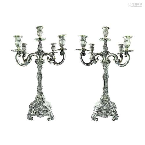 Pair of Portuguese silver candlesticks