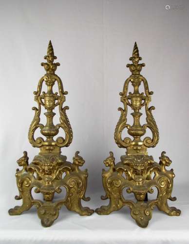 Pair of Bronze andirons