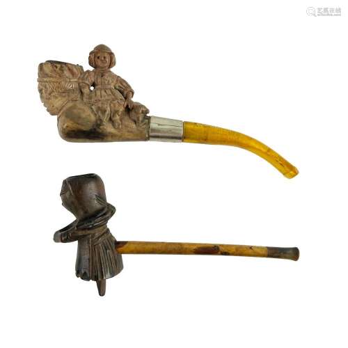 Two Spanish-American ceramic pipes