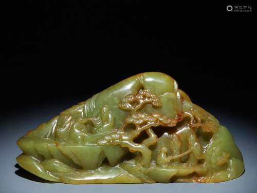 hetian jade topaz mountain ornament