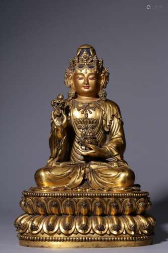 A gilt bronze statue of Avalokitesvara