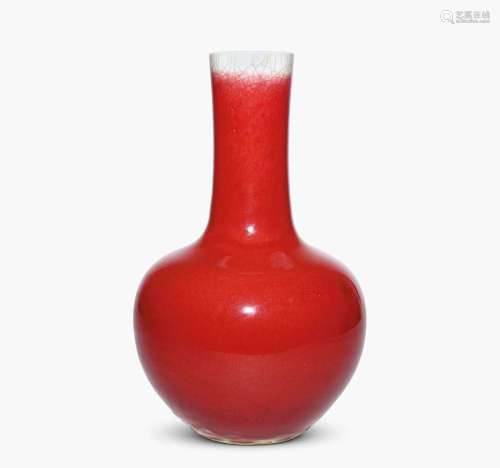 清乾隆 郎窑红釉天球瓶
