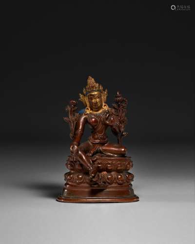 A COPPER ALLOY SEATED TARA QING, LATE 17TH/18TH CENTURY