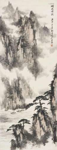 郭传璋 庚申(1980年)作 烟波峡渡 立轴