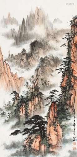 董寿平 庚申(1980年)作 黄山烟云 立轴