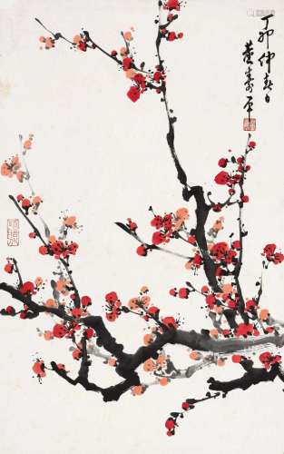 董寿平 丁卯(1987年)作 红梅 立轴