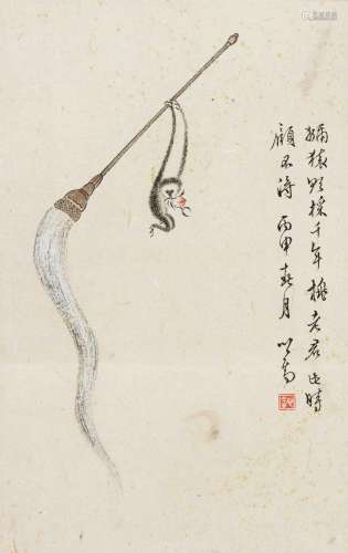 溥儒 丙申(1956年)作 献寿图 立轴