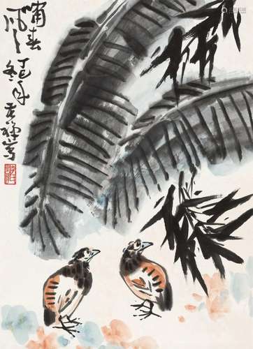 李苦禅 丁巳(1977年)作 啸春风 立轴