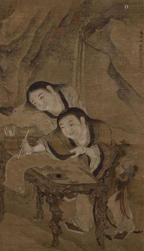GU WANG (Ming Dynasty) Hanshan and Shide Writing Poetry