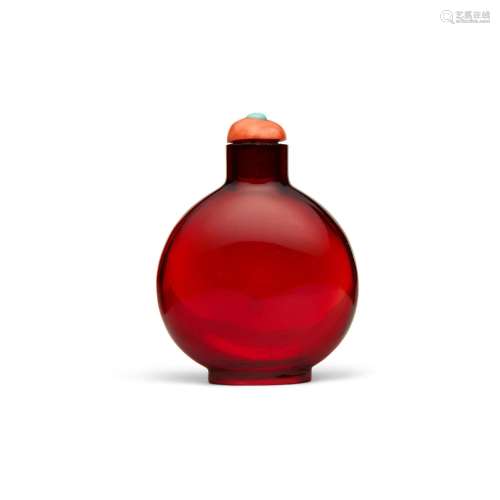 A RUBY-RED GLASS SNUFF BOTTLE Probably Imperial, attributed ...