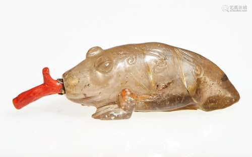 A Chinese Crystal Snuff Bottle in the Form of a Toad Length ...