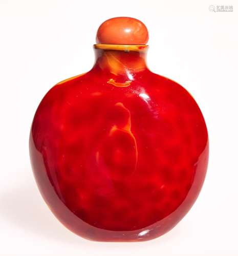 A Chinese Realgar Glass Snuff Bottle Height 2 1/2 "