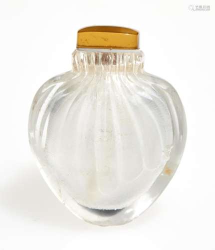 A Fine Chinese Rock Crystal Purse-Form Snuff Bottle Height 2...