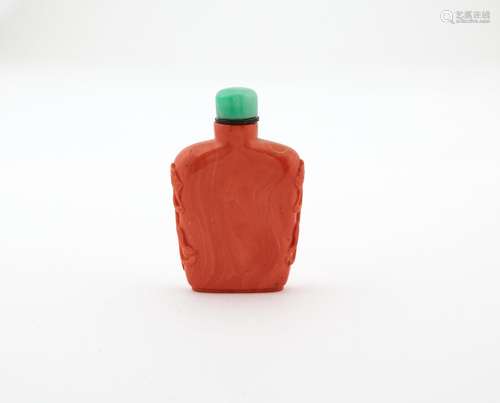 A Chinese Coral Snuff Bottle Height 2 1/4 "