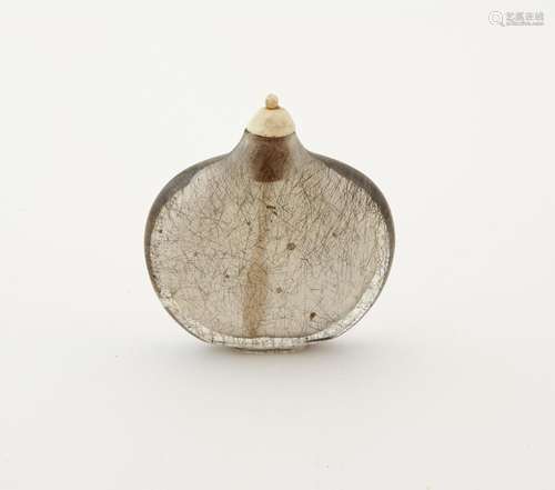 A Chinese Rutilated Crystal Snuff Bottle Height 2 "