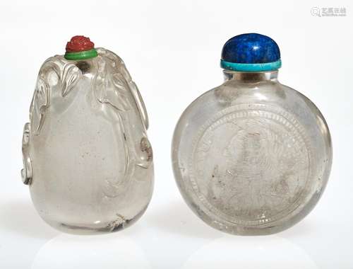 Two Chinese Rock Crystal Snuff Bottles Height of largest 2 1...