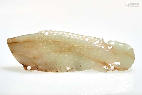 A Chinese Jade Carving of a Fish Width 6 1/2 "