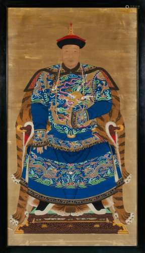 A Chinese Portrait of a Qing Courtier in Dragon Robe Sight H...