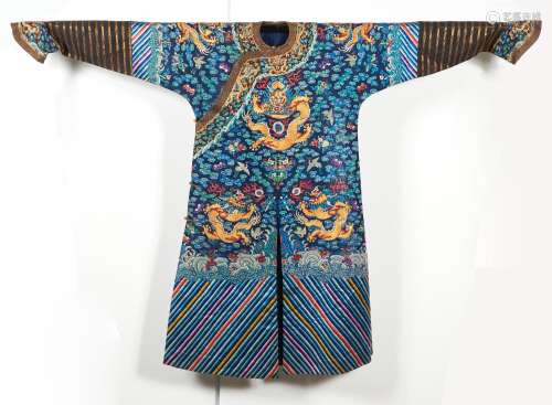 A Chinese Silk Dragon Summer Robe Length 54 "