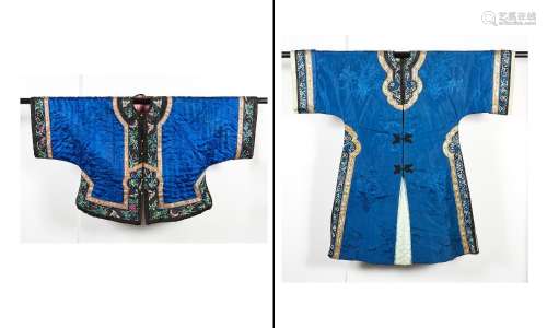 Two Chinese Embroidered Silk Ladies' Winter Robes Length of ...