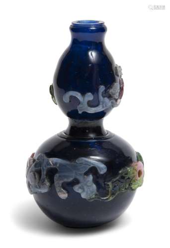 A Chinese Multicolor Glass Overlay Vase Height 6 "