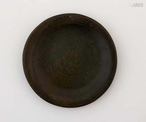 A Chinese Wire Inlay Bronze Dish Diameter 3 1/4 "