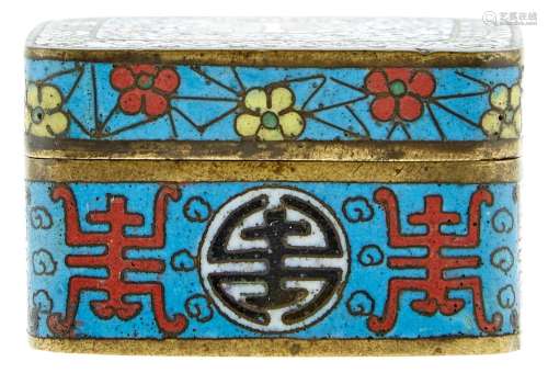 A Chinese Cloisonne Enamel Opium Box Width 1 1/4 "