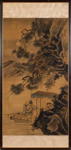 A Chinese School Painting of a Scholar and Attendant Sight H...