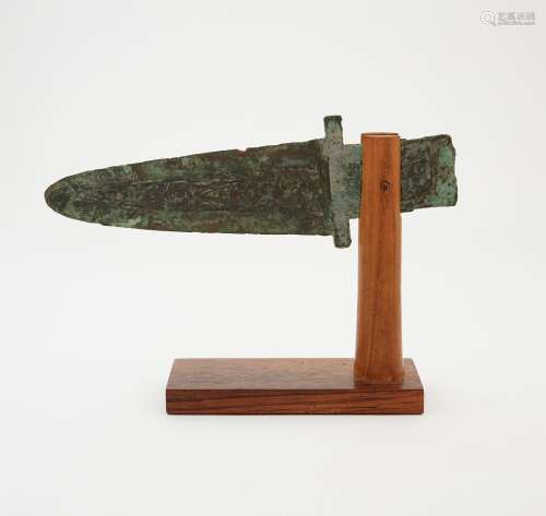A Chinese Bronze Dagger-Axe, Ge length 9 3/4 "