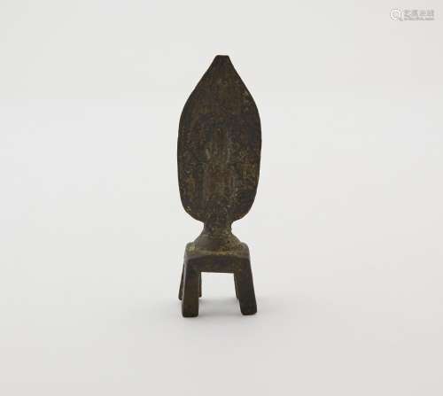 A Chinese Bronze Votive Shrine Height 3 1/2 "