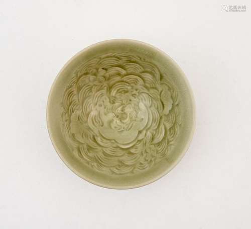 A Chinese Carved Yaozhou Conical Bowl Diameter 4 1/2 "