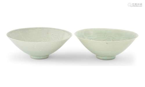 Two Chinese Qingbai Bowls Diameter of larger 8 "