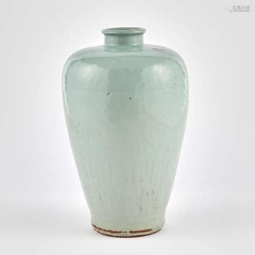 A Chinese Pale Celadon Glazed Stoneware Meiping Height 12 &q...