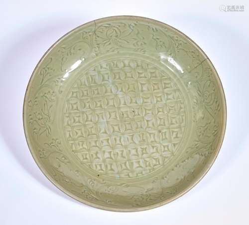 A Large Chinese Longquan Celadon Charger Diameter 19 "