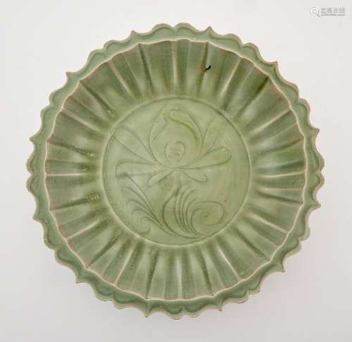 A Chinese Longquan Celadon Dish Diameter 14 "