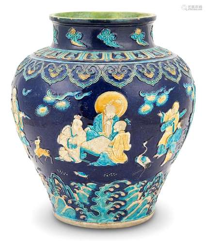 A Chinese Fahua Jar Height 13 1/2 "