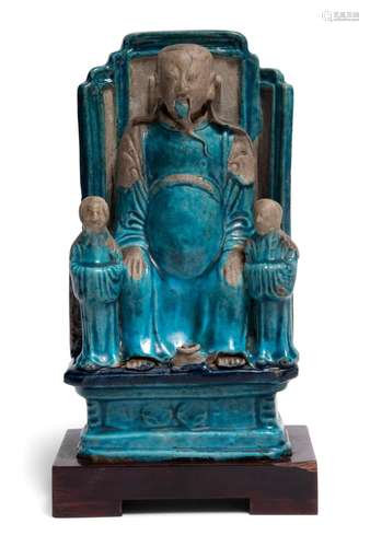 A Chinese Fahua Glazed Pottery Figure Of Zhenwu Height 8 &qu...