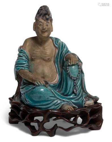 An Unusual Chinese Fahua Glazed Pottery Buddhist Figure Heig...