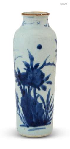 A Chinese Blue and White Porcelain Sleeve Vase Height 7 1/4 ...