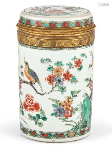 A Chinese Famille Verte Porcelain Jar and Cover with Europea...